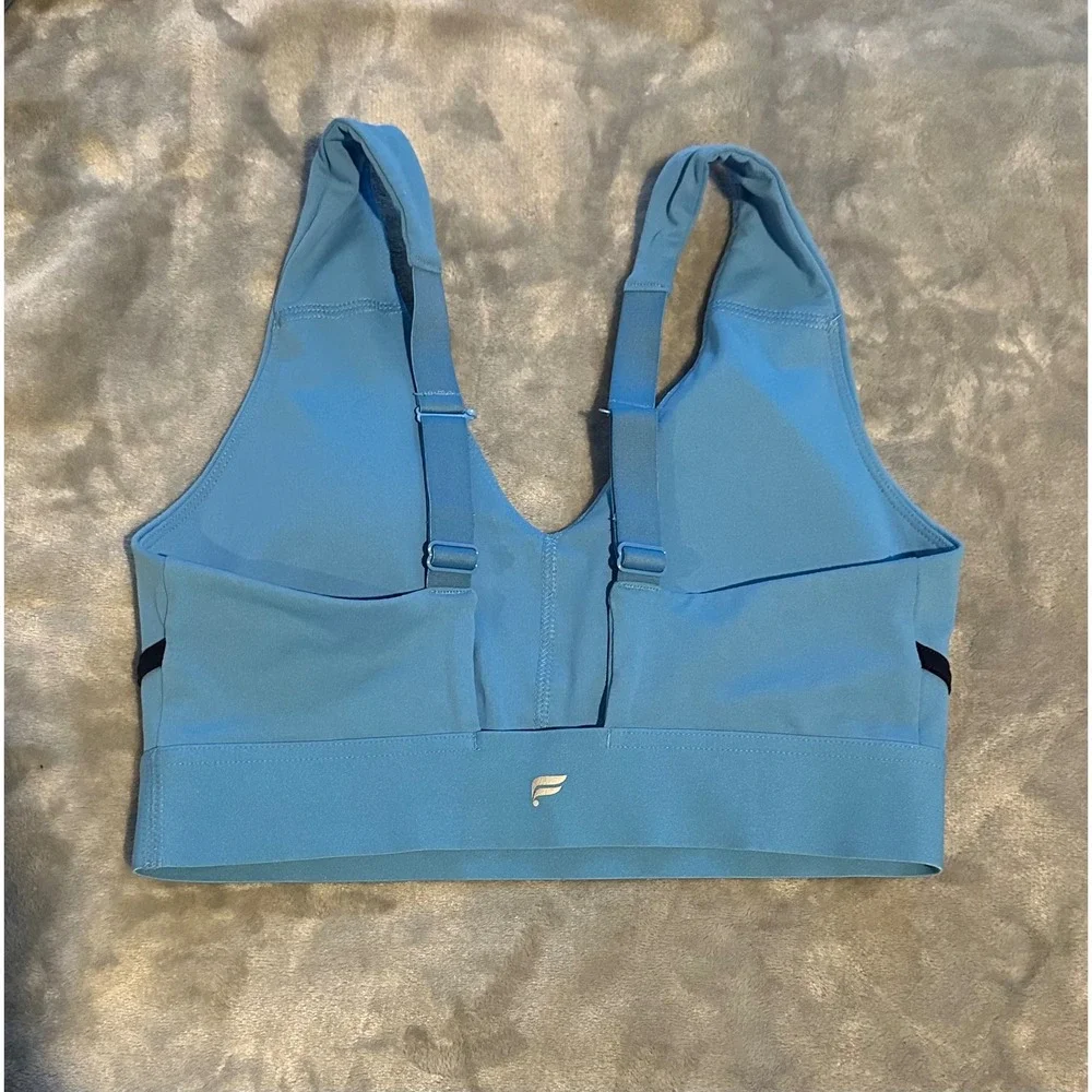 Fabletics Sports Bra Womens S Blue V-Neck Adjustable Strap Athletic